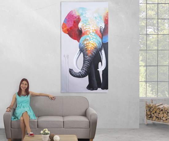 Olieverf schilderij colorful Elephant