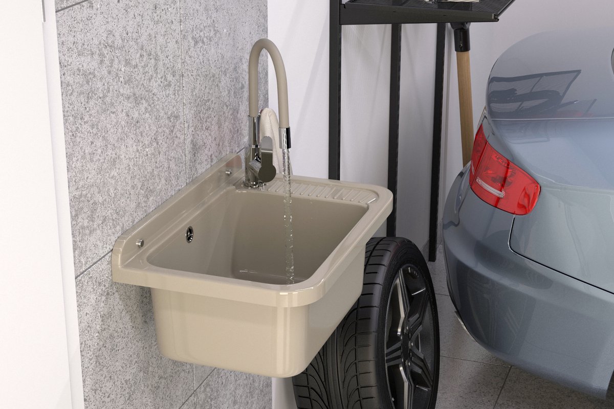 Granitan Gootsteen voor garage, kelder, werkplaats en