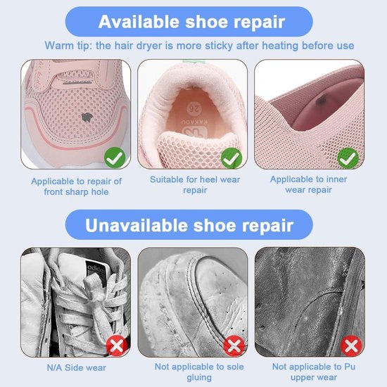 Zelfklevende sneakerhielreparatiepleister, schoengat reparatiepleister, zelfklevende schoenpatch vamp reparatiestickers, gat in schoenreparatie voor lederen schoenen, preventie van schoengaten