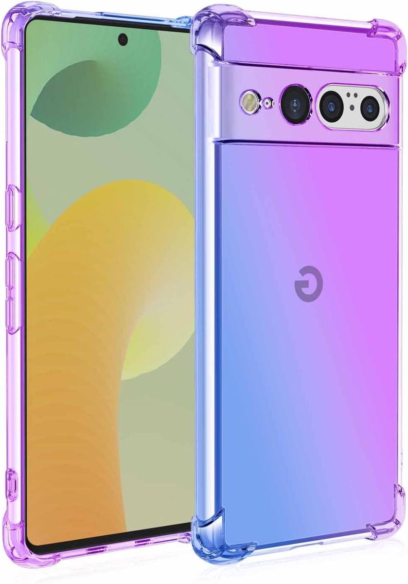 Allecto Plus - Beschermhoes voor Google Pixel 8 Pro - Gradient TPU - Schokabsorberende Telefoonhoes - Transparant - Zacht Silicone - Versterkte Hoeken - Paars/Blauw