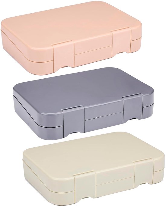 lyrlody Thermo-lunchbox, 1,5 l, bento-box met 3 vakken en bestek, luchtdicht, magnetron- en vaatwasmachinebestendig, voor volwassenen en kinderen, 23,5 x 17 x 7 cm, wit