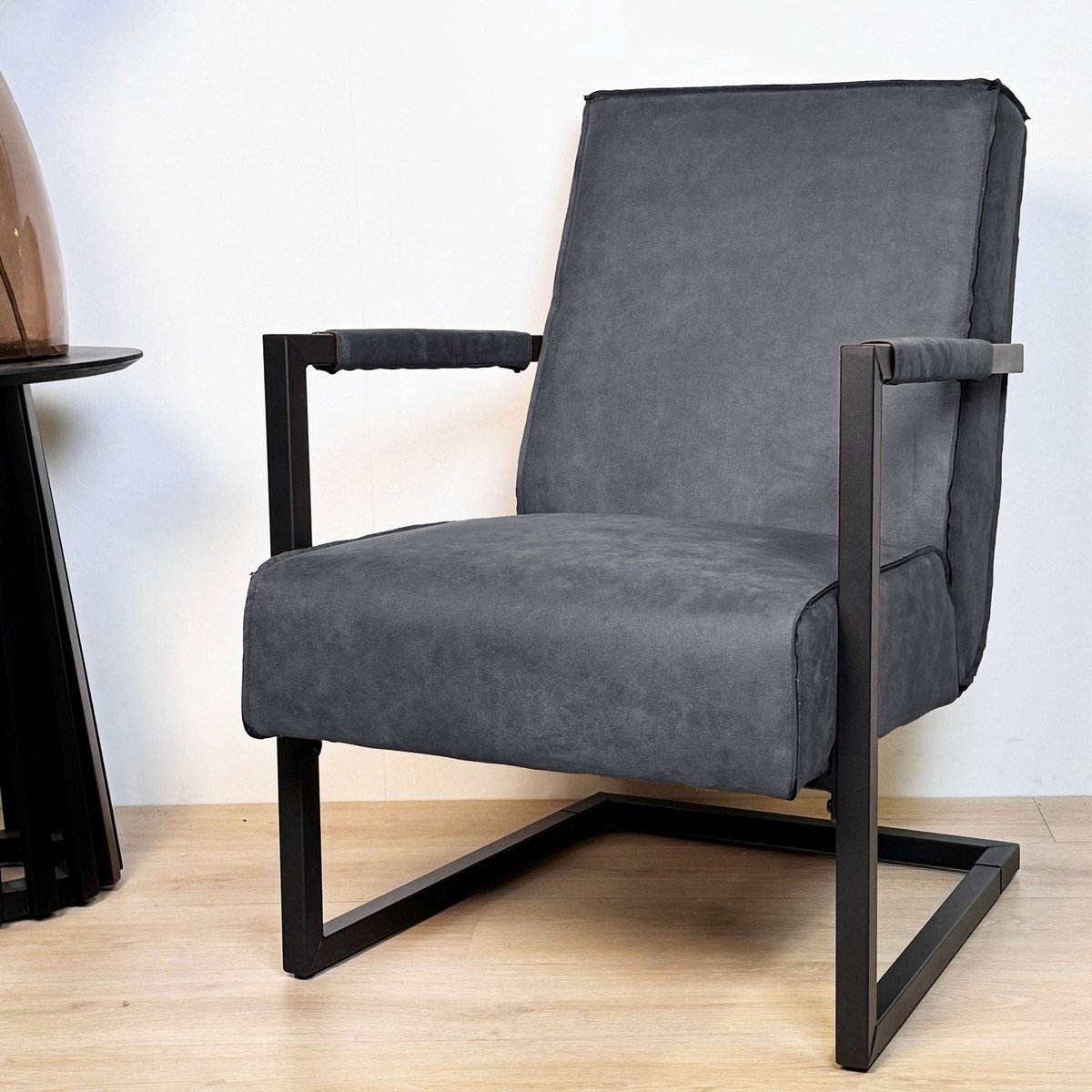 Dimehouse Industriële fauteuil antraciet eco-leer Tiger - Leer - Industrieel