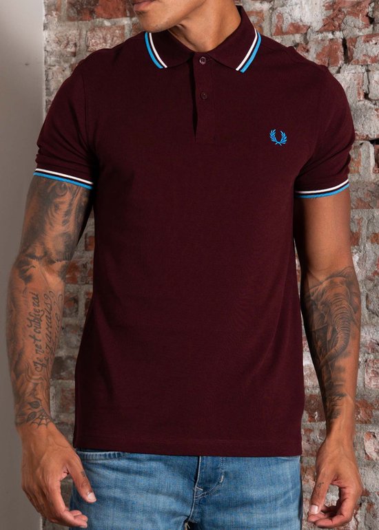 Fred Perry Twin tipped polo - oxblood ecru court blue