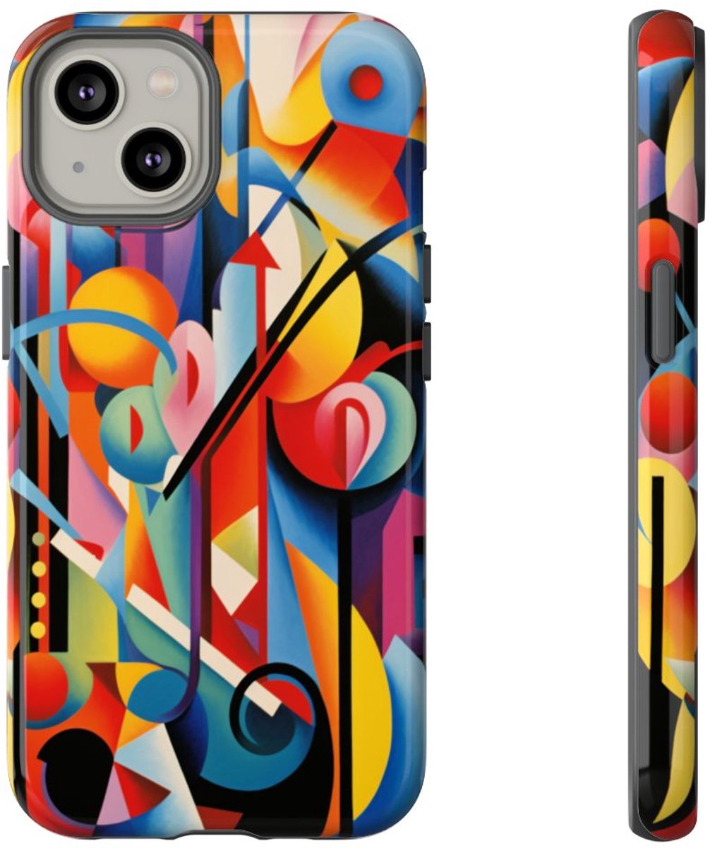 Kleurrijke Abstracte Geometrische Kunst – Telefoonhoesje Geschikt voor iPhone 14