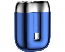 Mini elektrische scheerapparaat met twee koppen - Cadeau-ideeën voor Vaderdag - waterdicht - hogesnelheidsmotor - dubbele ringelleboog - blauw - USB-oplaadbaar - 300 mAh
