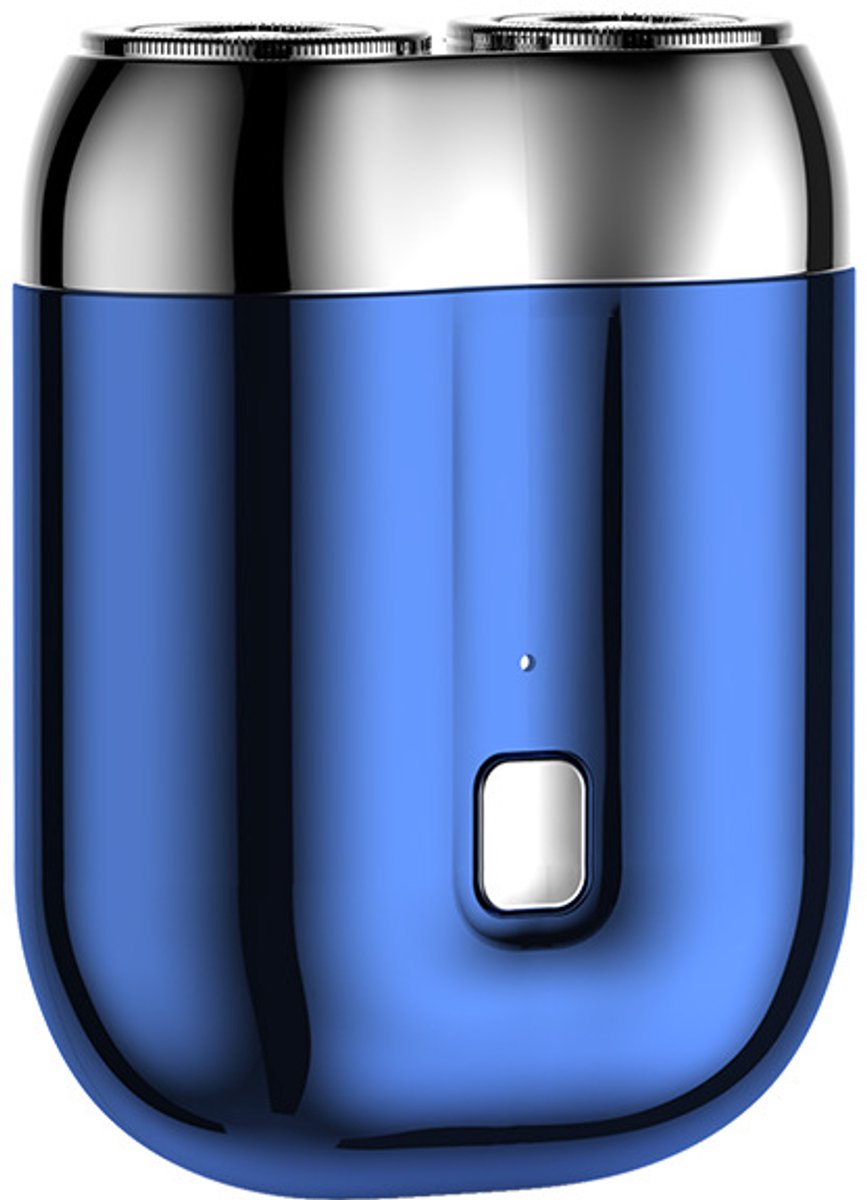 Mini elektrische scheerapparaat met twee koppen - Cadeau-ideeën voor Vaderdag - waterdicht - hogesnelheidsmotor - dubbele ringelleboog - blauw - USB-oplaadbaar - 300 mAh