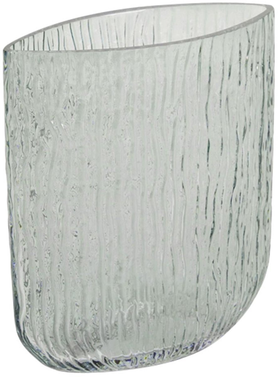 Dekoratief | Deco vaas ovaal, groen/transparant, glas, 18x21cm | A259063