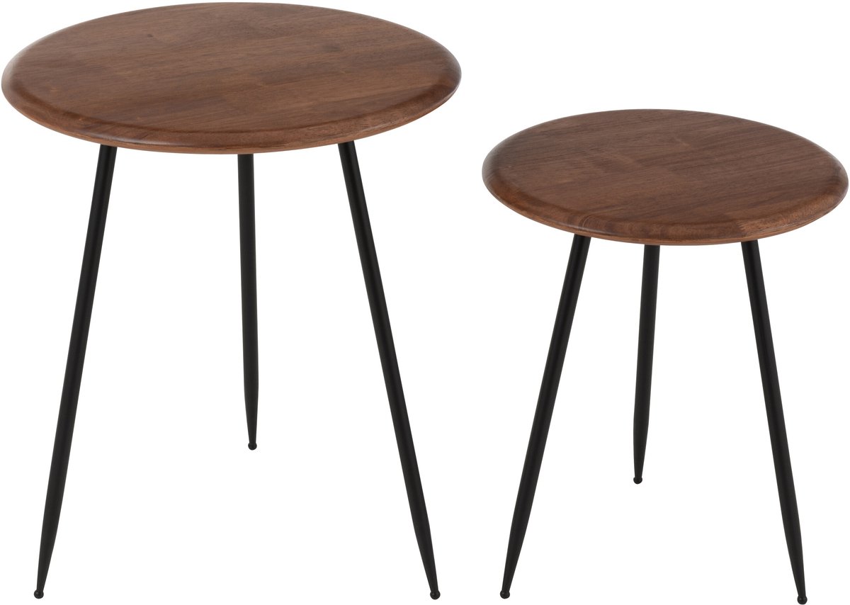 J-Line salontafel Neo - rubber - naturel/zwart - set van 2