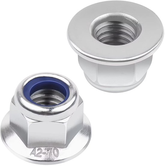 Dadi Flangia Autobloccanti M5 – 25 Pezzi In Acciaio Inox A2 V2A (304), DIN 6923, Con Morsetto In Poliammide, Antiruggine E Antiossidazione