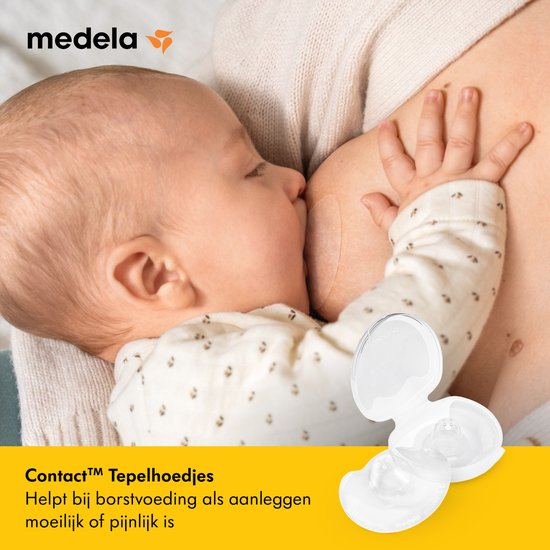 Medela Contact Tepelhoedjes - Bij problemen met aanleggen bij borstvoeding, voor platte of ingetrokken tepels - Maat M - 20 mm - 2 stuks