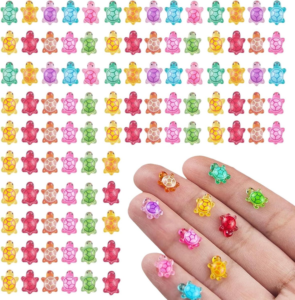 100 stuks Luminous Turtles Figuren - Miniaturen voor Poppenhuis en Sprookjestuin