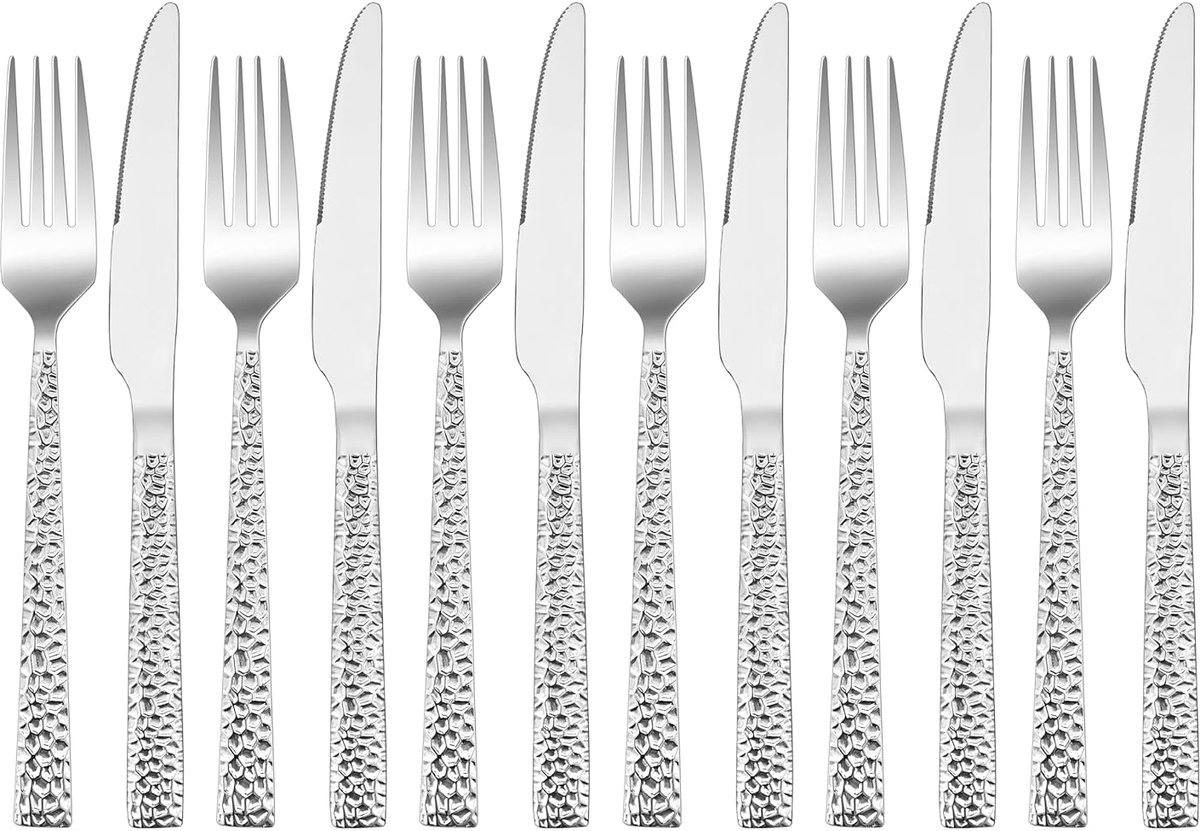 Steakbestekset - 12-delige set - hoogwaardig roestvrij staal - ergonomisch design