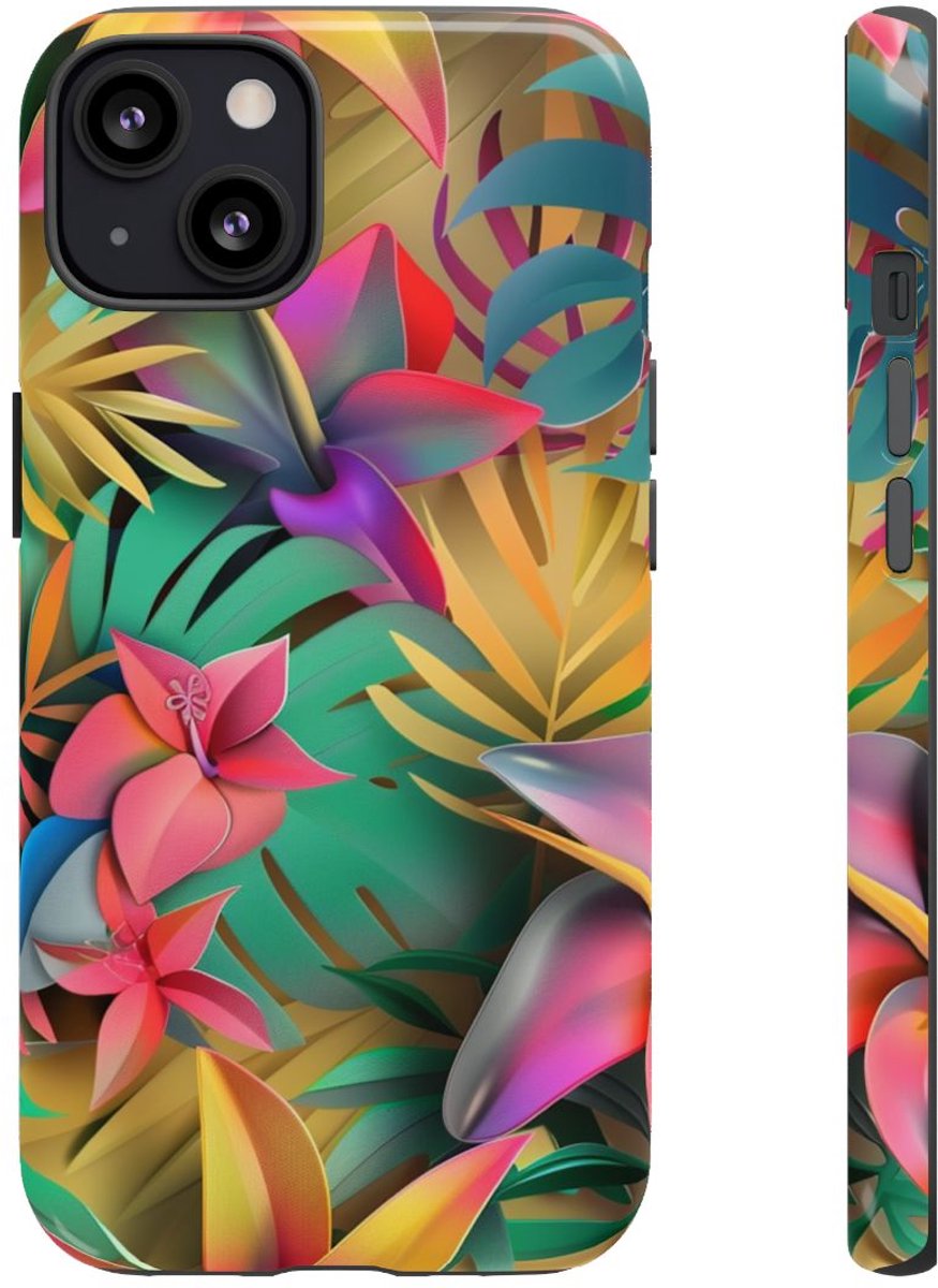 Levendig Tropisch Bloemenpatroon – Telefoonhoesje Geschikt voor iPhone 13