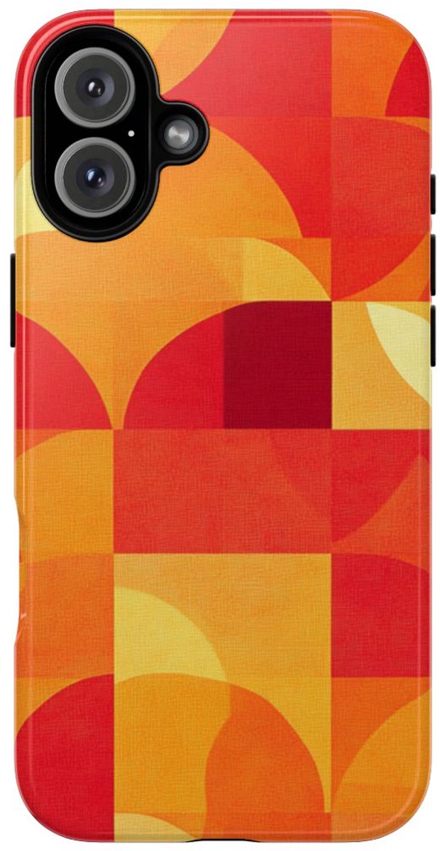 Geometrisch Rood- en Oranje-Patroon – Telefoonhoesje Geschikt voor iPhone 16 Plus