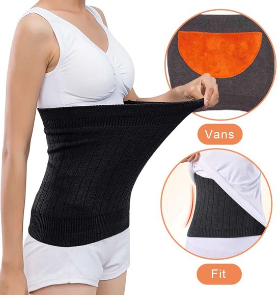 EIROVYA EIR Cashmere nierwarmer voor dames, dikke wollen nierriem, rugwarmer, buikwarmer, elastische bodywarmer, niermanchetten, uniseks, rugwarmer, warmtegordel, zwart, CM, Zwart, CM van EIROVYA — afbeelding 5