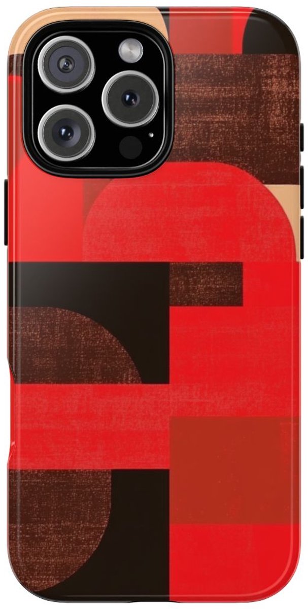 Rood-Bruin Geometrisch Abstract – Telefoonhoesje Geschikt voor iPhone 16 Pro Max