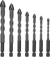 Foret à carrelage professionnel - foret à ciment pour murs en briques de béton - foret avec pointe en acier et jeu de forets en carbure pour carrelage - béton - murs en briques - verre et ciment