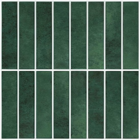 3D zelfklevende wandtegels - donkergroene strepen - set van 10 - PVC