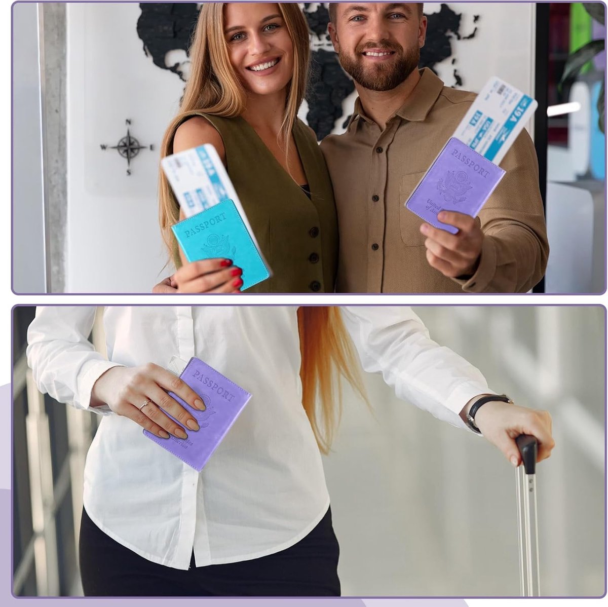 AOZUO Lot De 2 Porte-passeport Pour Voyage, étui Portefeuille