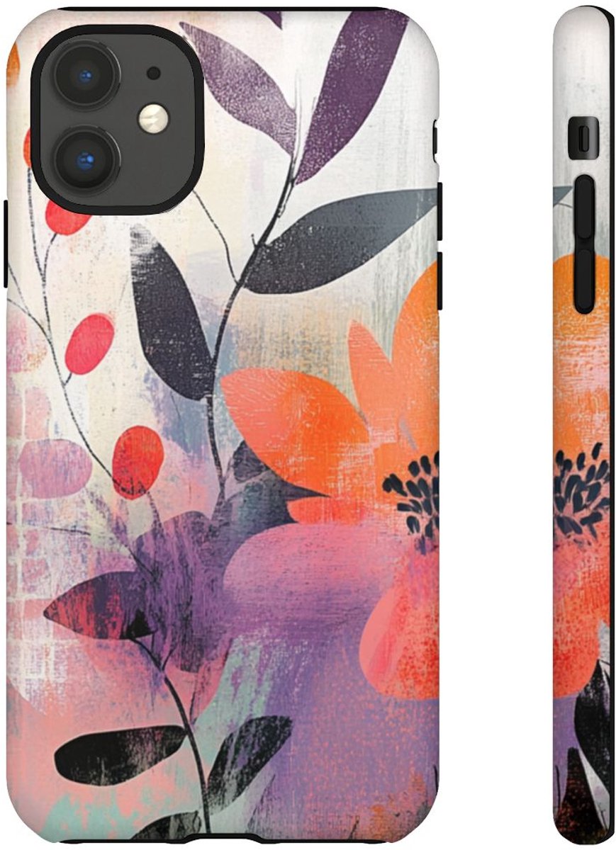 Abstracte Bloemmotieven met Organische Vormen – Telefoonhoesje Geschikt voor iPhone 11