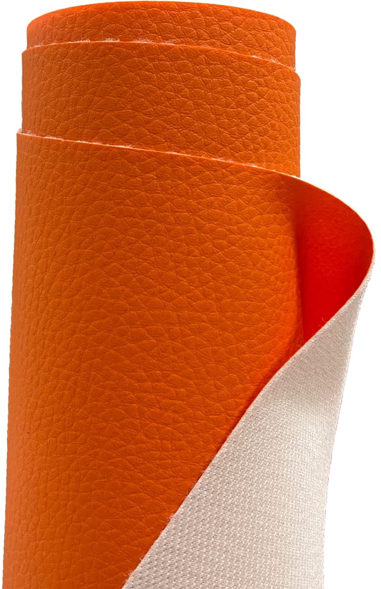A-Express Premium gekorreld waterdicht imitatieleer gekorreld imitatieleer structuurleer stof verkocht per meter - 200 cm x 140 cm (feloranje)