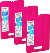 Plasticforte Platte dunne Koelelementen 800 gram - 3x - 30 x 20 x 1.5 cm - roze - Voor koelbox en koeltas