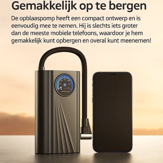 Draagbare Elektrische Luchtpomp Auto - Bedrade Compressor met Barometer - Voor Auto, Fiets, Motorbanden - Ballen - 150 PSI — afbeelding 4