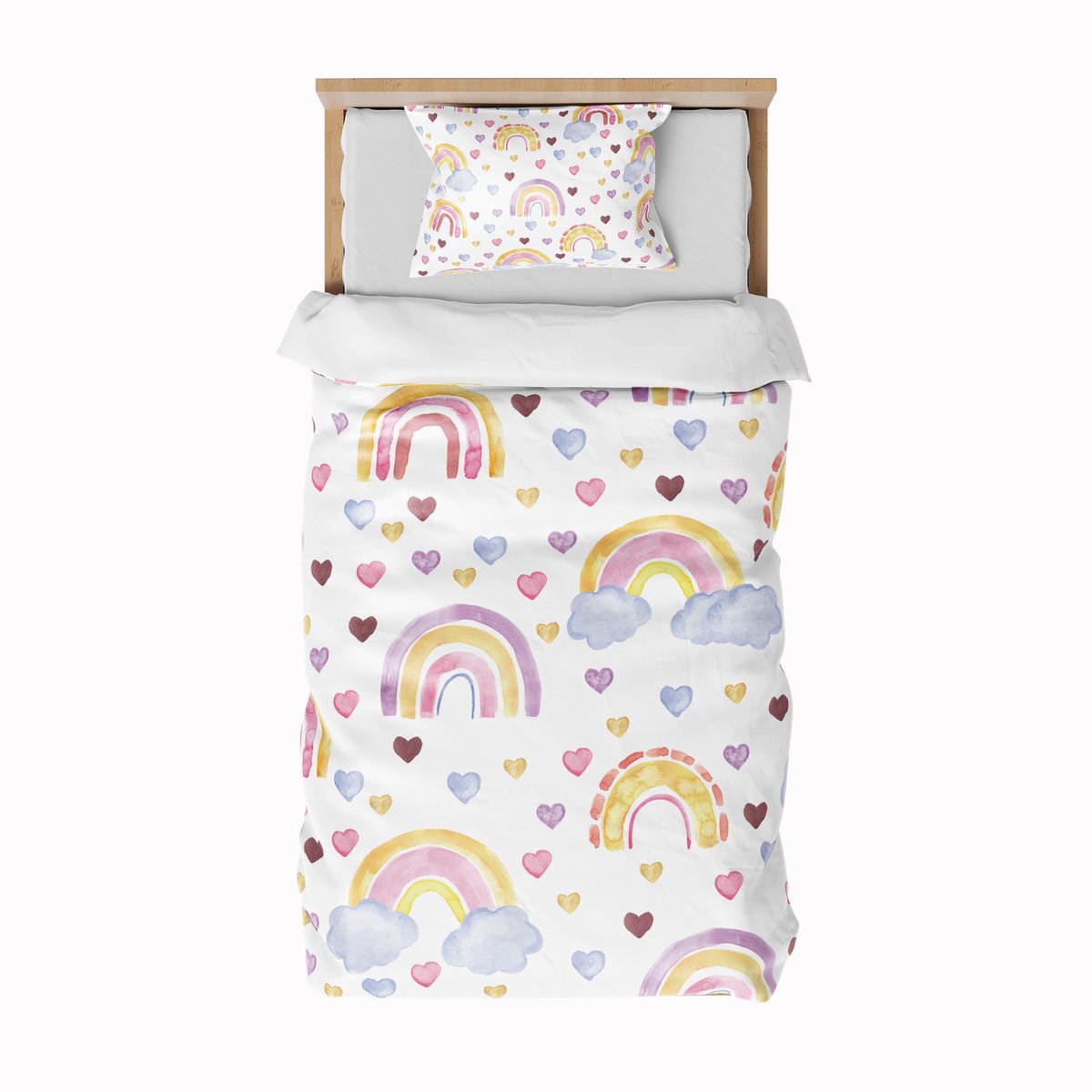 Ibenzoa® Zacht en Ademend Regenboog Beddengoed voor Kinderen met Kussensloop, 135 x 200 cm