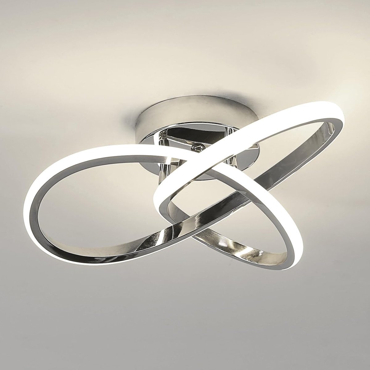 Haobosic - Moderne LED-plafondlamp, 30W, chroom, bloemvorm, natuurlijk wit licht 4500K