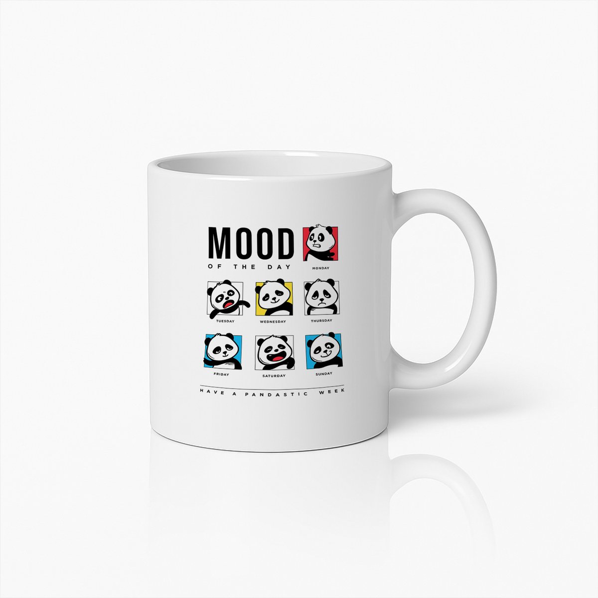 Mood of the Day Panda Keramische Mok – Schattige Wekelijkse Panda Gezichtjes Koffiebeker