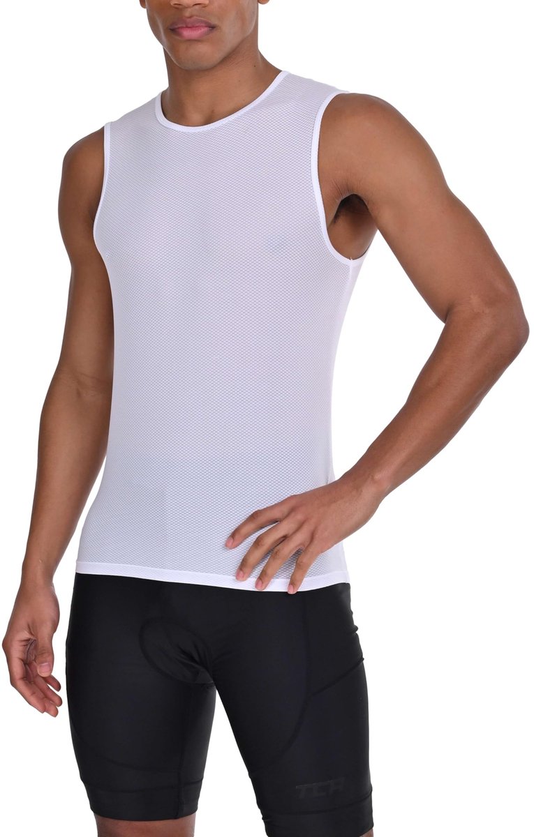 TCA Men's Cycling Gilet - Lightweight Breathable Sleveless Base Layer Biking Vest - Windproof Quickdry Athletic Fit- White, L
