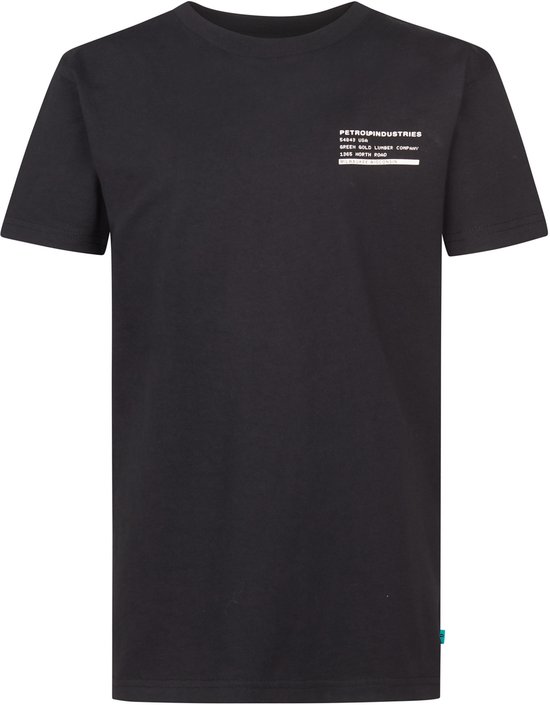 Petrol Industries - Jongens Backprint T-shirt Acadia - Zwart - Maat 140