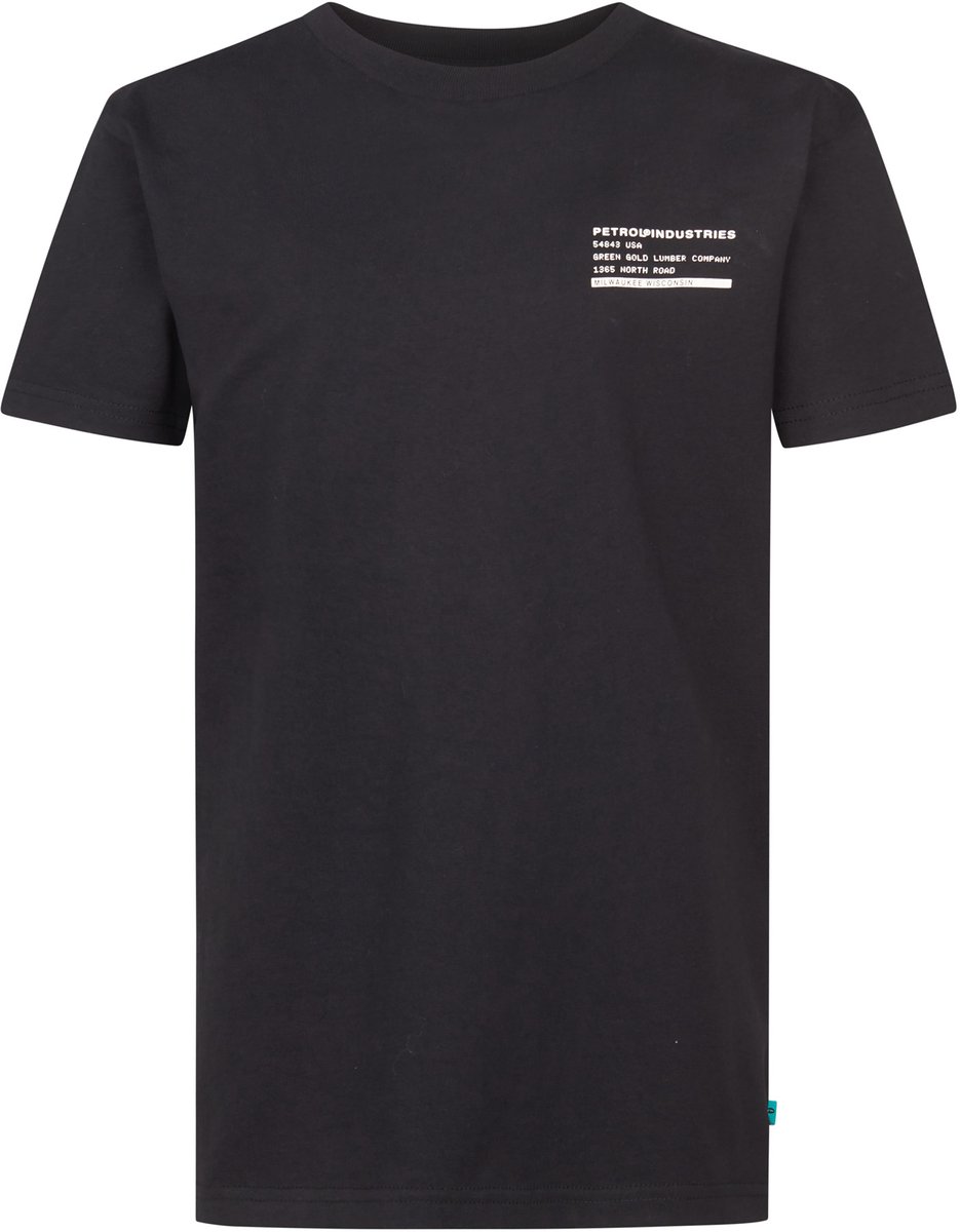 Petrol Industries - Jongens Backprint T-shirt Acadia - Zwart - Maat 140