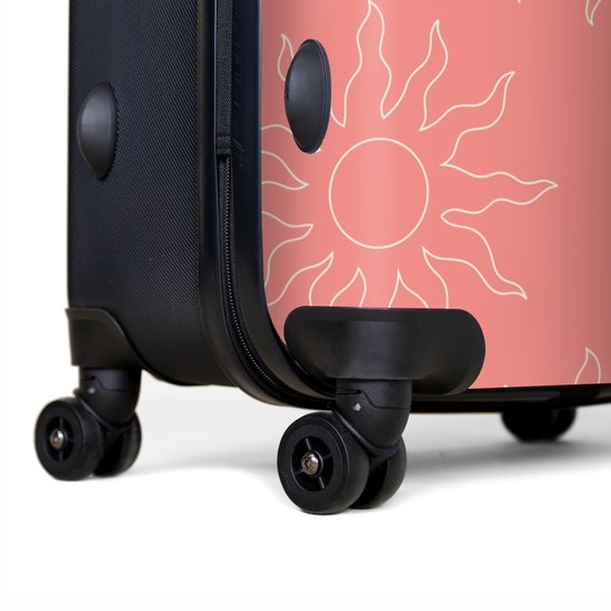 NoBoringSuitcases.com® - Grande valise - Valise de voyage légère - Motif soleil rose - Trolley 4 roues - Grand trolley XL - 98 litres de bagages