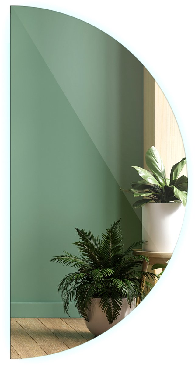 Tulup LED Spiegel - Halfronde Spiegel - 25 cm x 50 cm - Spiegel LED Halfrond - Spiegel LED Voor de Woonkamer - Koel Wit 6500K - Spiegel LED Halve Cirkel - Moderne Wandspiegel