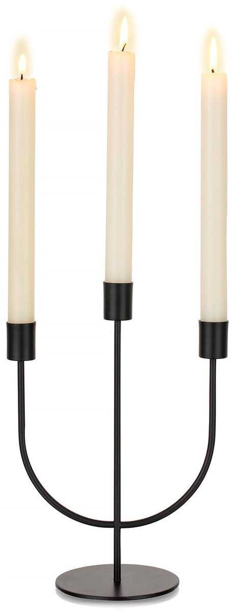 Ibenzoa® Klassieke 3-Armige Kandelaar voor Staafkaarsen in Elegant Design voor Feestelijke Decoratie