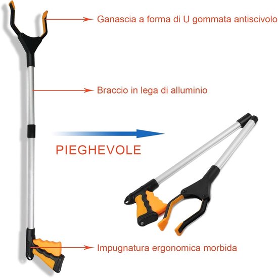 Magnetische Grijptang - 79cm Verlengbare Oprapertang - Voor Senioren/Tuin - Met Vouwbaar Design - Oranje - 9cm Grip - 1 Stuk van Merkloos	 — afbeelding 3