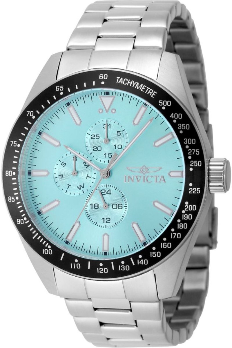 Invicta Aviator 48859 Heren Horloge - Waterdicht - Analoog - Quartz Uurwerk - Roestvrij Staal met blauwe Wijzerplaat - 45mm