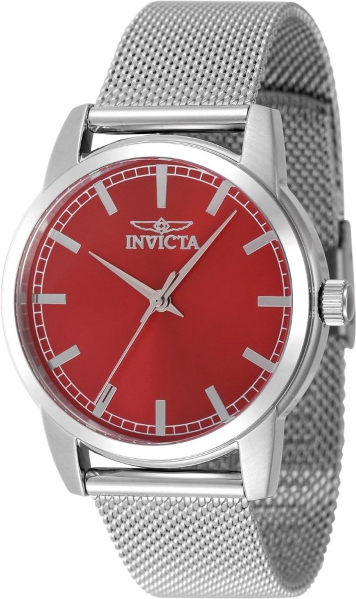 Invicta Celestial 48513 Dames Horloge - Waterdicht - Analoog - Quartz Uurwerk - Roestvrij Staal met rode Wijzerplaat - 36mm