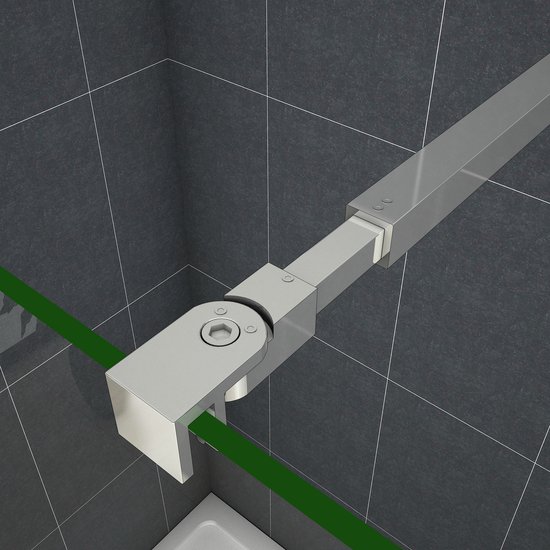 Inloopdouche-douchewand-walk in 8mm NANO EasyClean veiligheidsglas，40x200cm+73-120cm Stabilisatiestang,glanzend chroom profiel