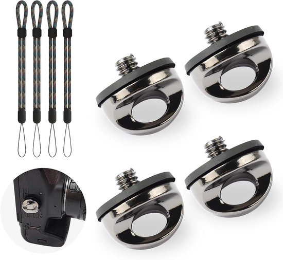 GZNB 4 Stuks 1/4 Inch Cameraschroeven – D-ring Statiefschroeven, Roestvrij Staal, Voor Camera, Statief, Monopod & Meer