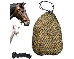 Allecto Plus - Hooizak met voedernet voor paarden - Ideaal voor hooi, gras, voer en stro - Karabijnhaak inbegrepen - 5 x 5 cm openingsgrootte