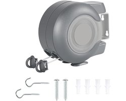 30m Outdoor Heavy Duty Retractable Double Clotheslines Wall Mounted Extendable Drying Line for Drying Room Grey