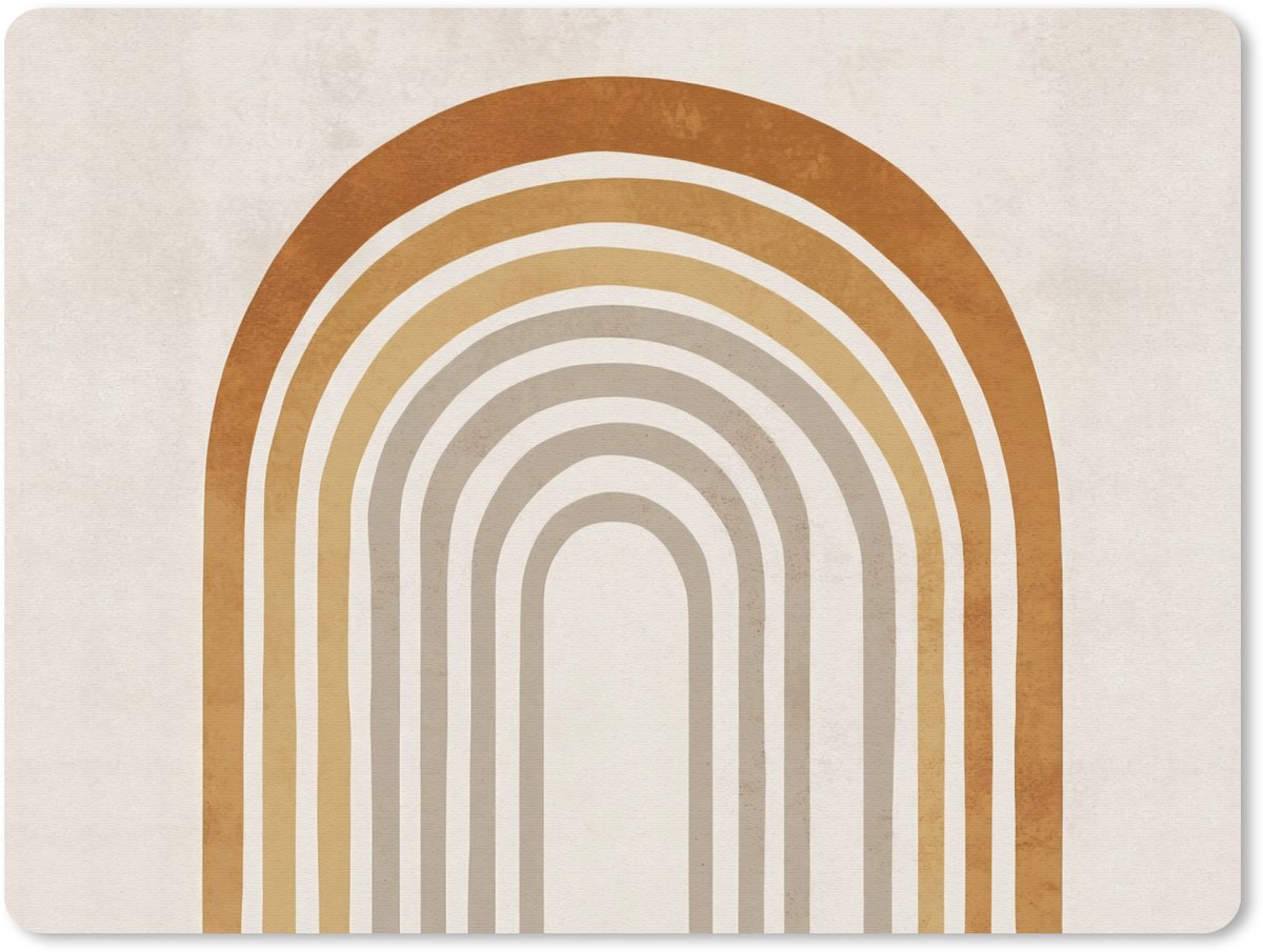 Muismat 23x19 cm - Mousepad Minimalistisch - Boog - Lijnen - Beige - Muismatten