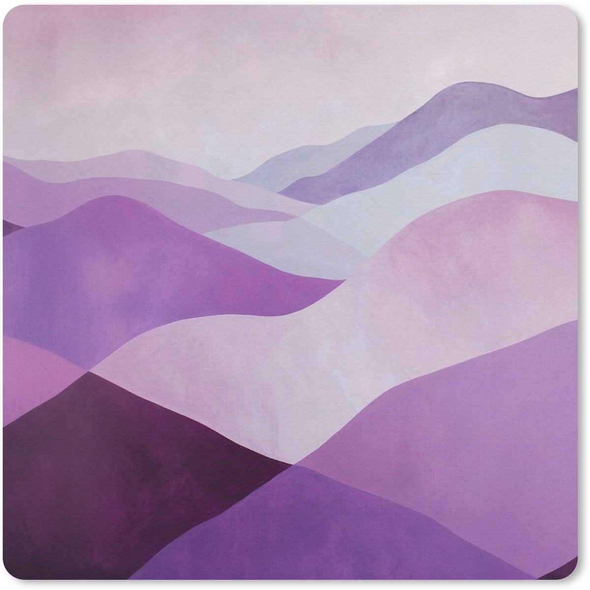Muismat 20x20 cm - Mousepad Abstract - Heuvels - Landschap - Paars - Muismatten