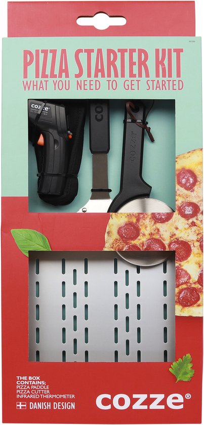 Cozze® Cadeauset met Pizzaschep, thermometer & Pizzasnijder, 3-delig