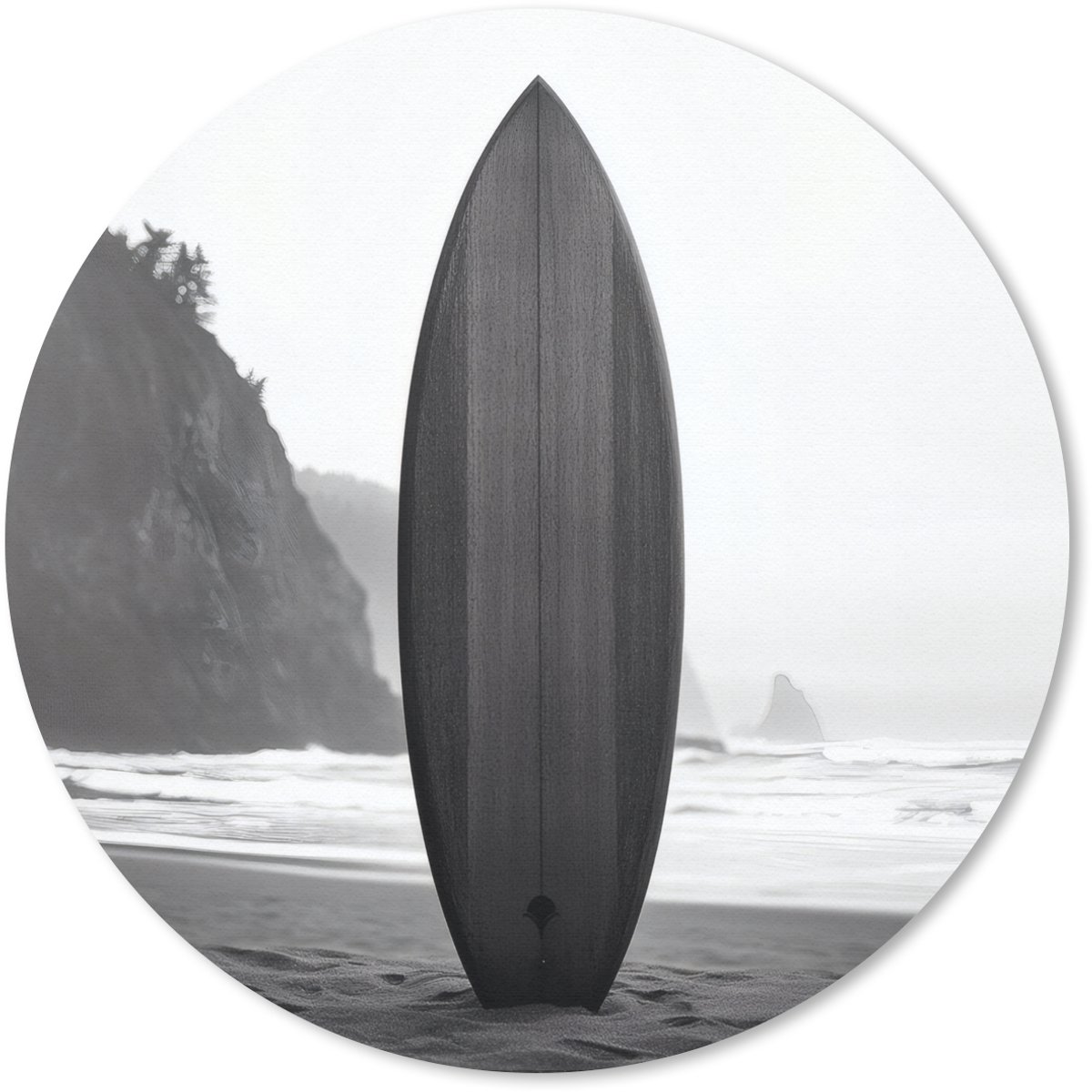 Muismat rond 20x20 cm - Mousepad Surfplank - Zand - Zee - Ronde muismatten