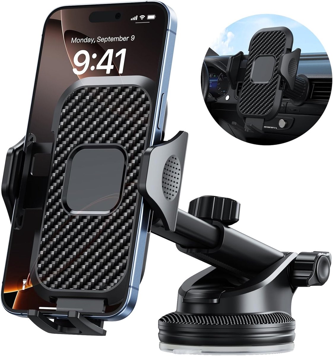 Telefoonhouders auto Universele telefoonhouder voor in de auto, 360° draaibaar, voor autoventilatie, dashboard/voorruit, sterke zuignap, mobiele telefoonhouder voor iPhone, Samsung Galaxy, alle smartphones