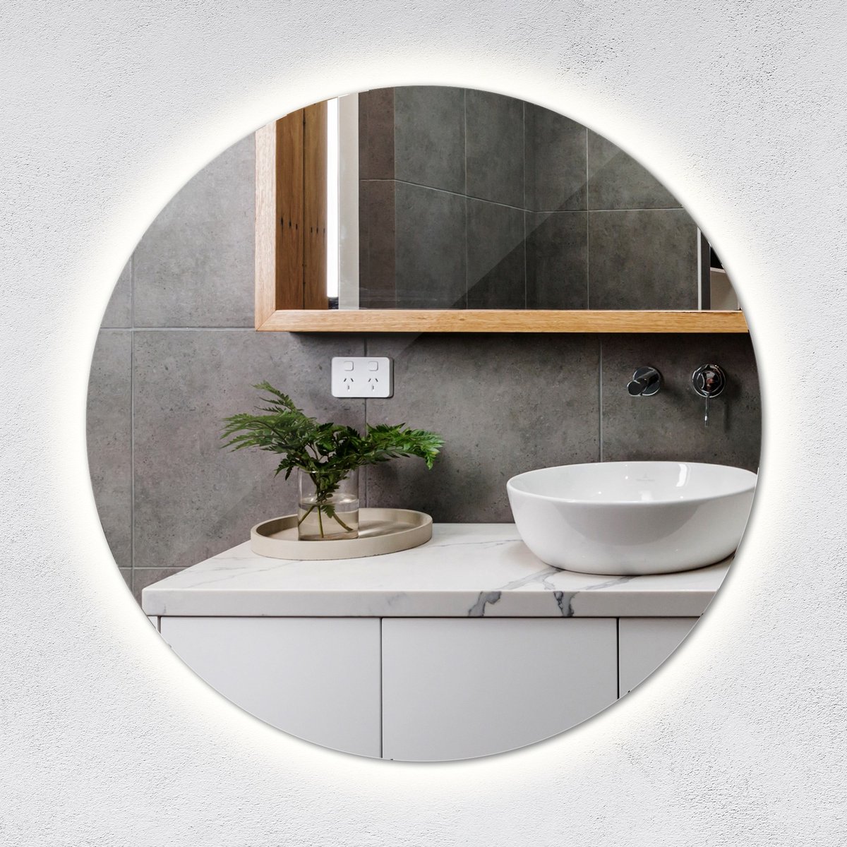 Tulup LED Spiegel - Ronde Spiegel LED - 50 cm x 50 cm - Ronde Spiegel LED - LED-spiegel voor Slaapkamer - Koel Wit 6500K - Spiegel Met Licht - LED Industriële Wandspiegel