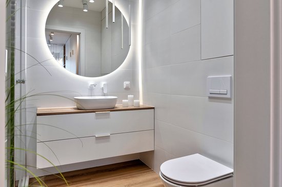 Miroir LED Tulup - Miroir LED rond sans rebord - 40 cm x 40 cm - Miroir LED avec rebord Witte - Wit chaud 3000 K - Miroir avec Siècle des Lumières